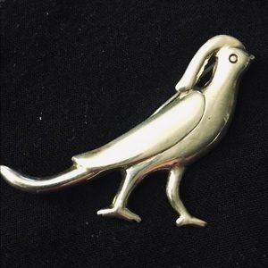 Vintage Mexican Silver 1.75 inch Bird Brooch